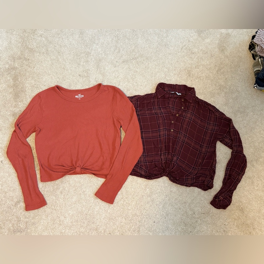 LOT Hollister Women’s long Sleeve  Shirts Cropped Tops S/M